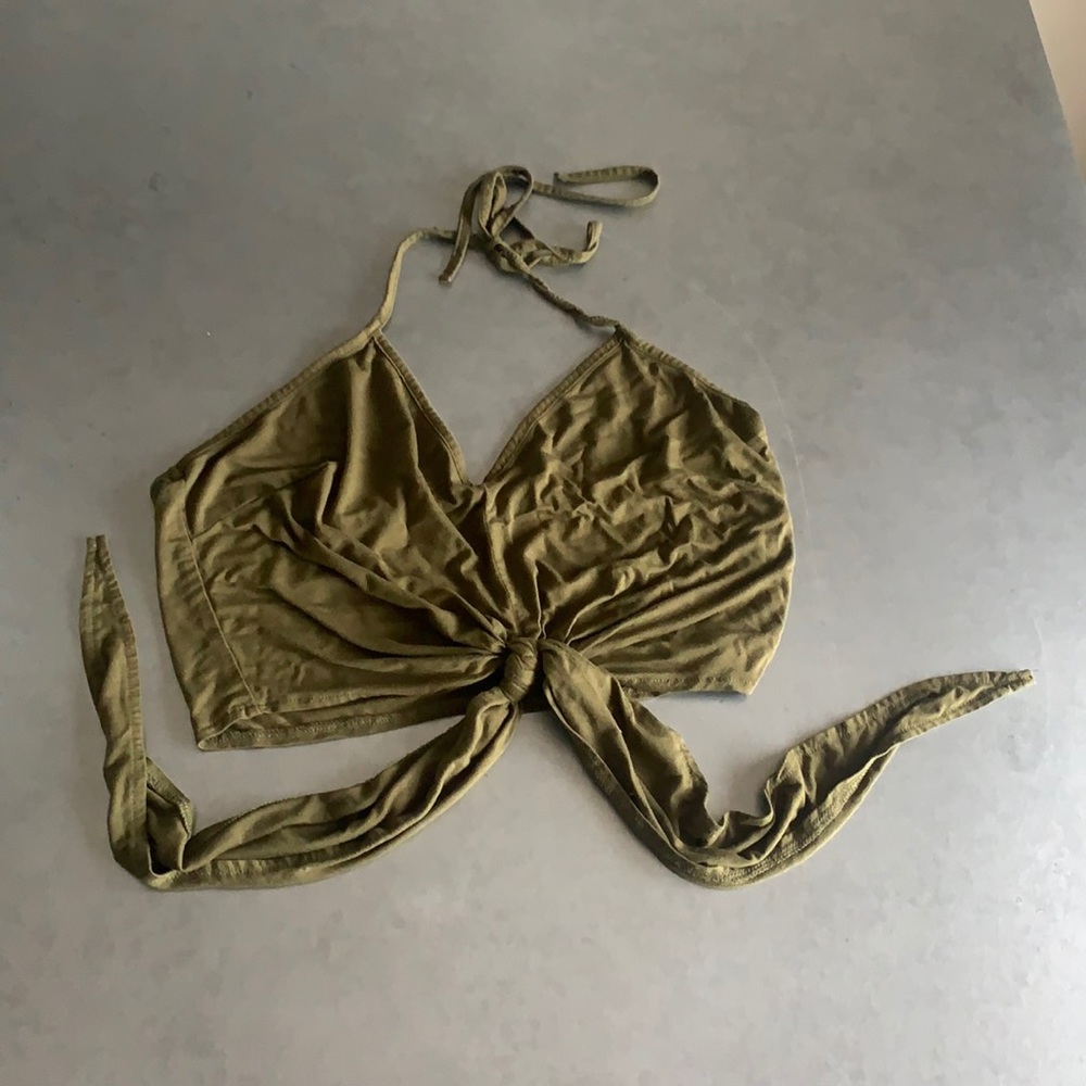 Tobi Olive Green Halter Crop top